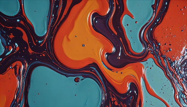 Photo abstract liquid paint with contrasting colors and shapes