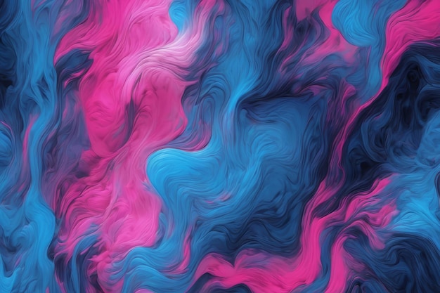 Abstract liquid swirls in blue and pink for colorful backdrop