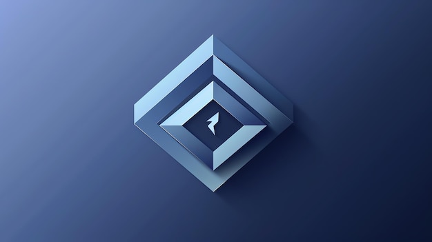 Abstract logo design with a lightning bolt in a layered blue diamond