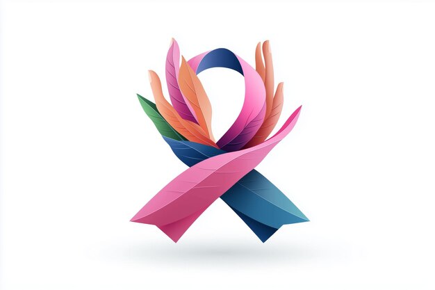 Photo abstract logo illustration of pink breast cancer awareness ribbon symbolizing support and advocacy