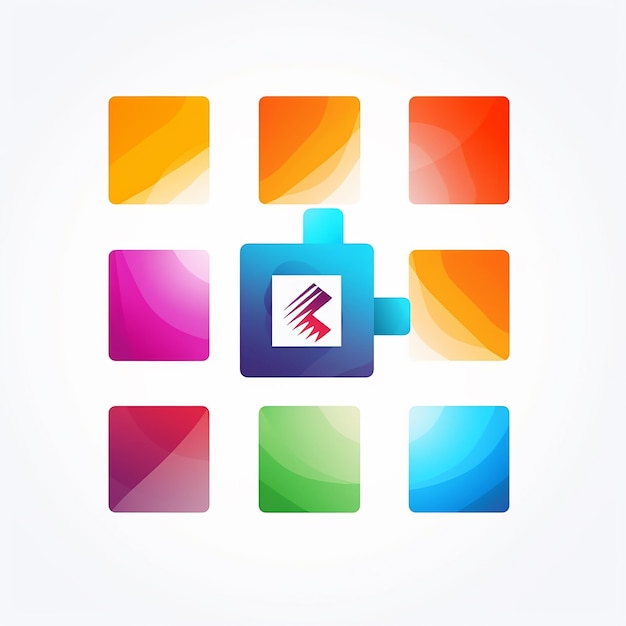 Photo abstract logo multicolored squares for company design