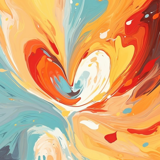 Abstract Love from Multicolored Paints Colored Drawing