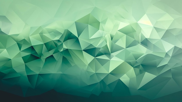 Abstract low poly background of triangles in green colors generative ai