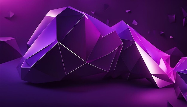 Abstract low poly dark purple bright technology background