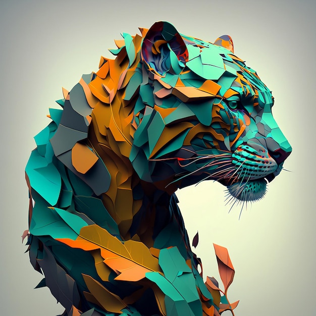 Abstract low poly digital art of a tiger