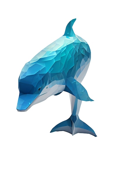 Abstract lowpoly dolphine on white background