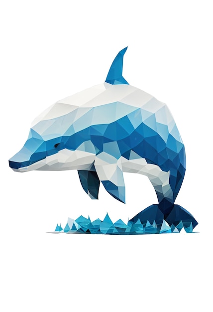 Abstract lowpoly dolphine on white background