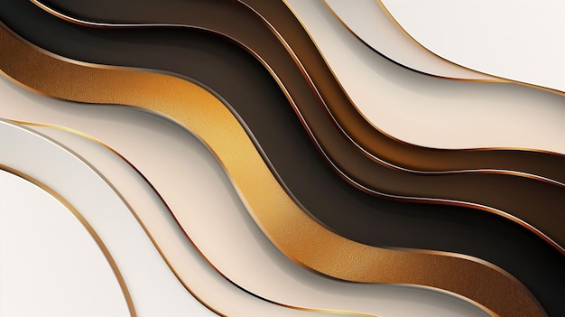 Abstract luxury background in paper cut Brown and golden wavy layers