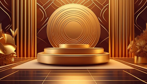 Abstract luxury background with a podium and golden accents