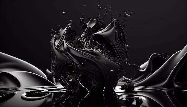 Abstract luxury black fluid splash background Generative AI