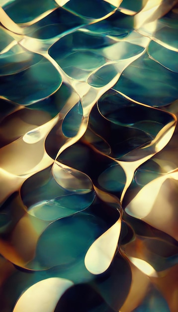 Abstract luxury design with liquid and gold 3D illustration