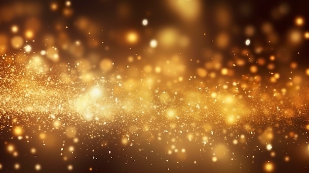 Abstract luxury gold background with gold particles glitter vintage lights background Christmas Golden light shine particles bokeh on dark background Gold foil texture Holiday AI Generative