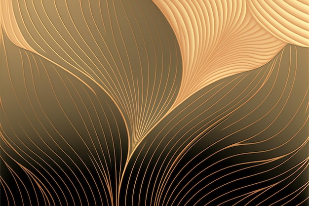 Abstract luxury golden wallpaper wavy line art creative digital painting