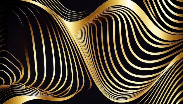 Abstract luxury golden wallpaper wavy line Generative AI