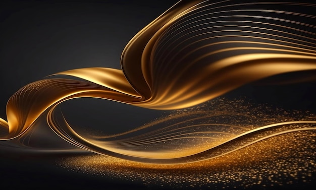 Abstract luxury swirling black Gold waves abstract background texture Print painting design fashion