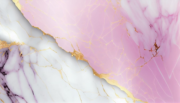 Abstract marble background White and light pink marble texture with gold veins Marbled texture