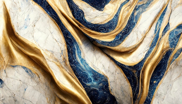 Abstract marble blue and gold texture wallpaper