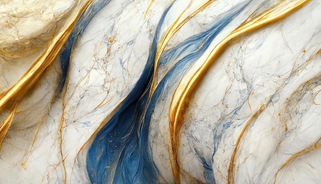 Abstract marble blue and gold texture wallpaper