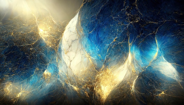 Abstract marble blue and gold texture wallpaper