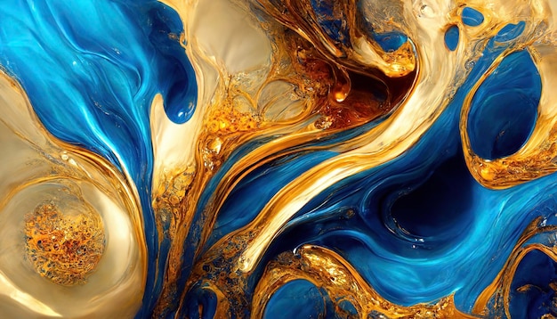 Abstract marble blue and gold wallpaper