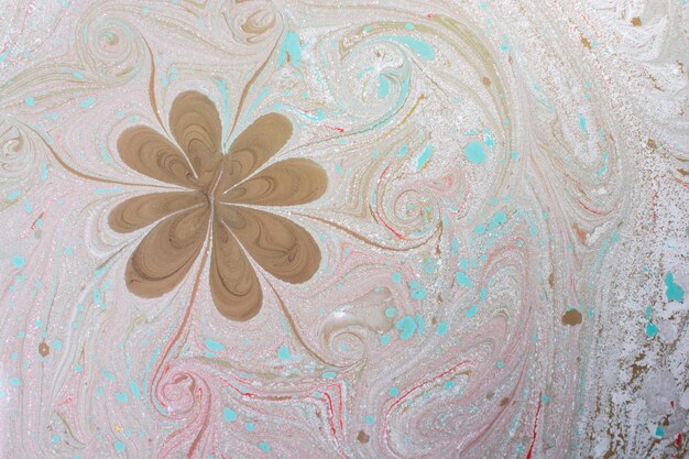 Photo abstract marble floral pattern texture traditional art of ebru marbling