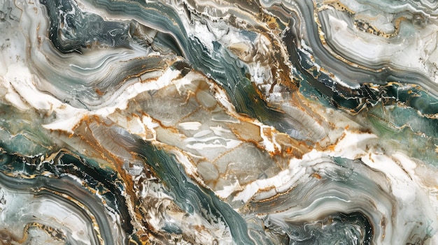 Abstract marble texture with green and gold tones generative ai