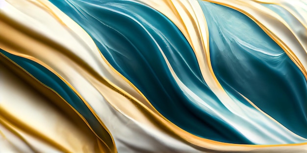 Abstract marbleized effect background. Green, mint, gold and white colors.