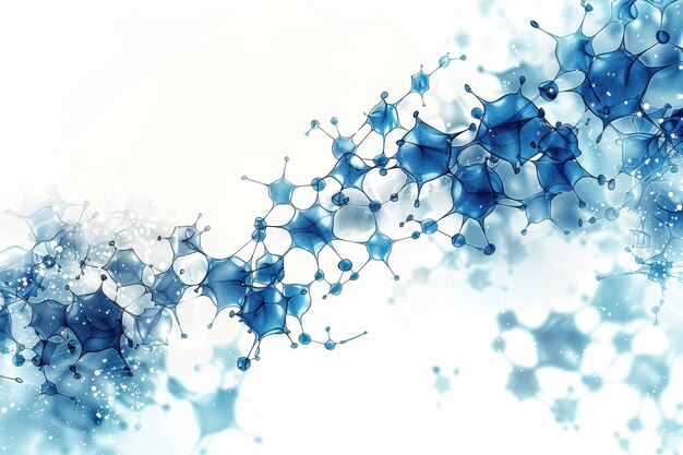 Photo abstract medical background vector art with blue molecules and particles