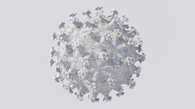 Abstract mesh fractal array White monochrome illustration 3d render