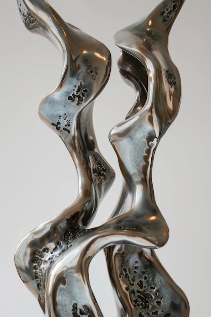 Photo abstract metal sculpture with fluid forms