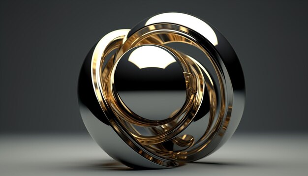 abstract metal sphere with rings 3d render