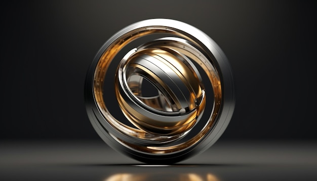 abstract metal sphere with rings 3d render