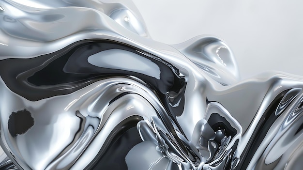 Abstract metallic background with reflective silver and black surfaces