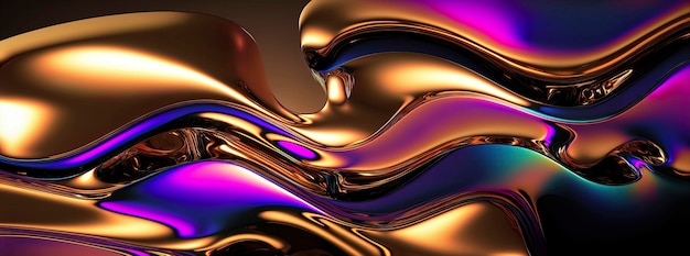 Abstract metallic flouresent wave liquid