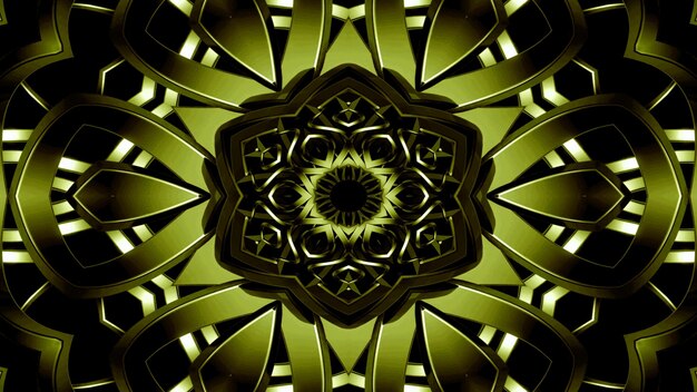 Abstract Metallic Industrial and Technology  Concept Symmetric Pattern Ornamental Decorative Kaleidoscope Movement Geometric Circle and Star Shapes