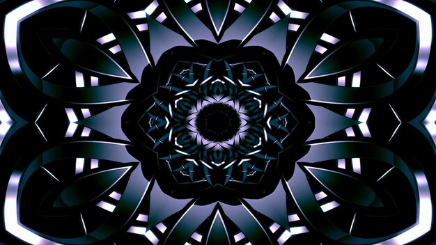 Abstract Metallic Industrial and Technology  Concept Symmetric Pattern Ornamental Decorative Kaleidoscope Movement Geometric Circle and Star Shapes