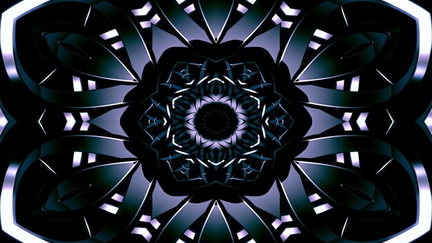 Abstract Metallic Industrial and Technology  Concept Symmetric Pattern Ornamental Decorative Kaleidoscope Movement Geometric Circle and Star Shapes