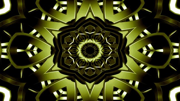 Abstract Metallic Industrial and Technology  Concept Symmetric Pattern Ornamental Decorative Kaleidoscope Movement Geometric Circle and Star Shapes