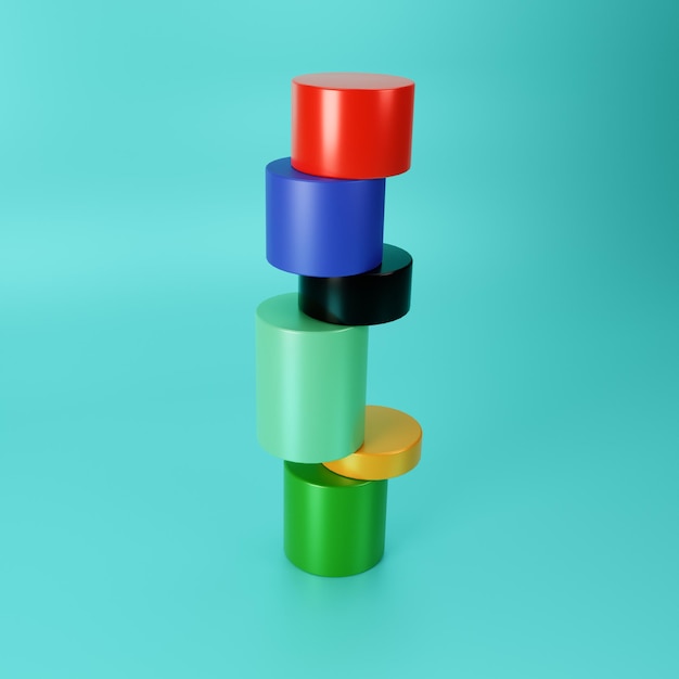 Abstract minimal 3D cylinder design layout chart number presentation web design stock 3D Rendering