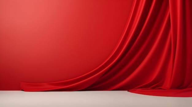 Abstract minimal concept Silk covered podium on red curved UHD Wallpaper