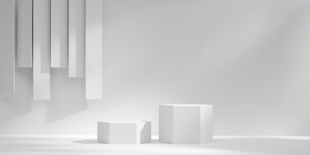 Abstract Minimal Modern White Podium Platform For Product Display Showcase 3D Rendering