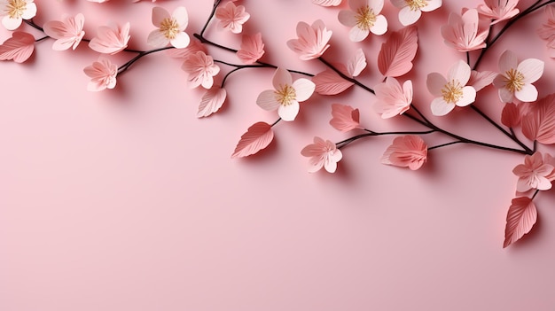 Abstract minimal pink background with pink plant leaves