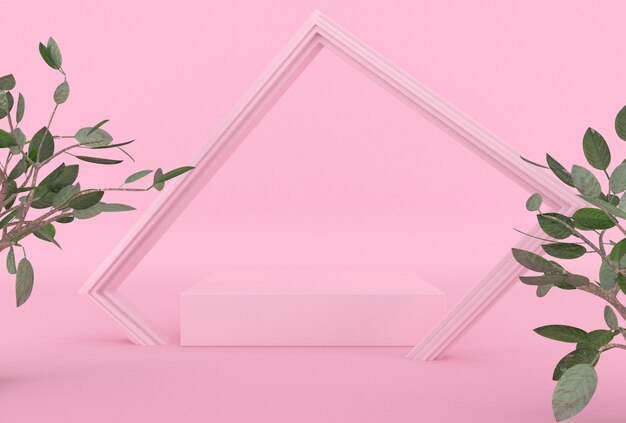 Abstract minimal scene design display podium 3d render