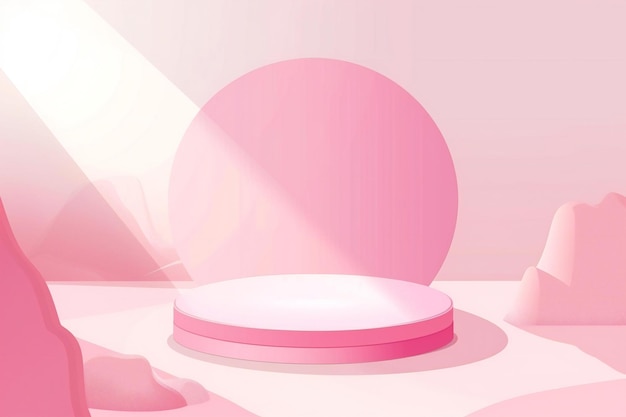 Abstract minimal scene with geometrical forms Pink podium for your design