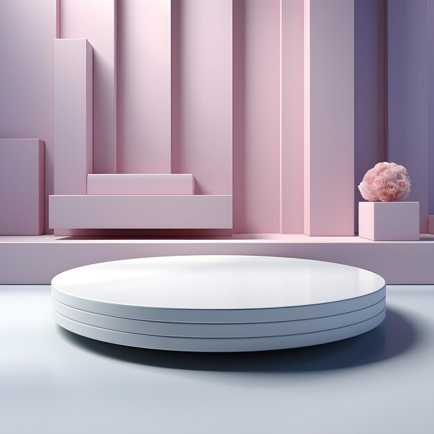 Abstract minimal scene with geometrical forms and podium 3d render Podium for product shoot