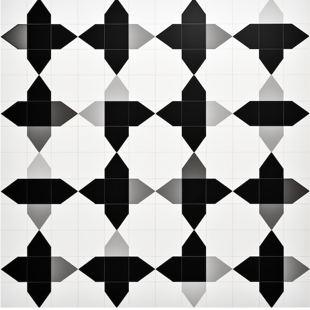 Abstract Minimalism Illusory Gradient Tiles With Black Cross Symbol