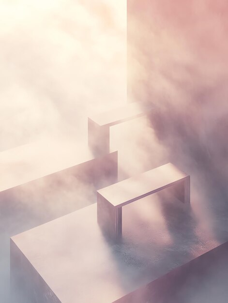 Photo abstract minimalist geometric shapes in foggy atmosphere