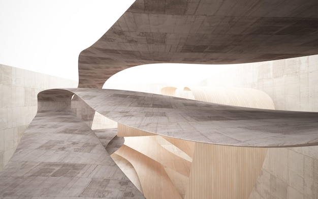 Abstract minimalist modern concrete and wood interior