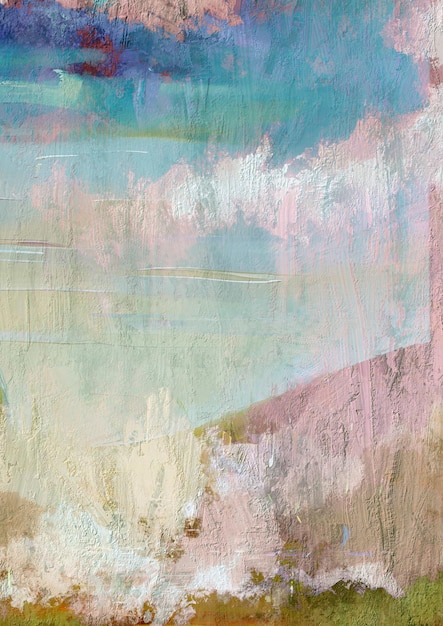 Abstract Minimalist Painting of Wild Nature in Pastel Colors Landscape