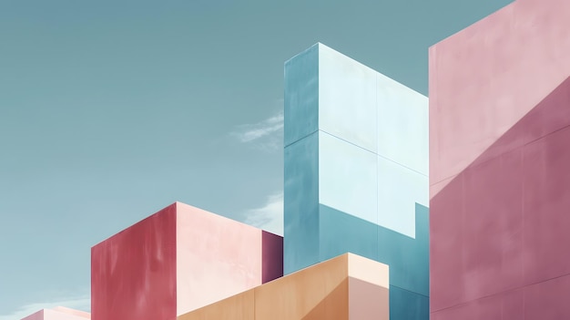 Photo abstract minimalist representation of a pastelcolored business complex ai generated illustration